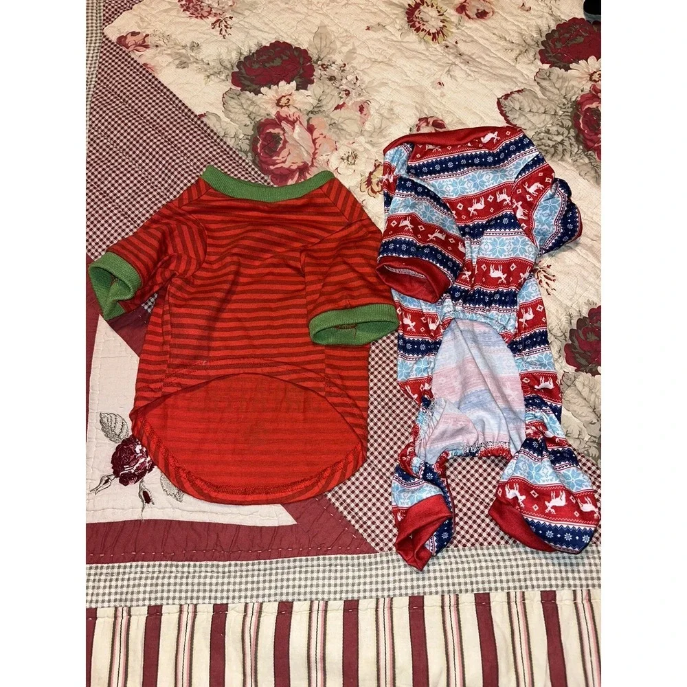 Dog Shirts Lot Of 2 Holiday Slip On Christmas 